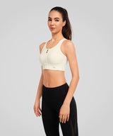 Echo™ Front Zip Perforated Solid Padded Running Bra | Women's High Support Sports Bra