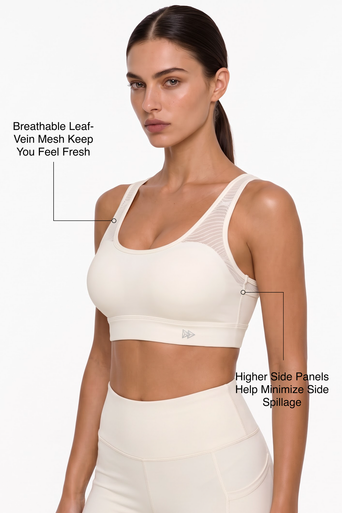 Power™ Yvette High-Support Sculpted Cup Sports Bra with Leaf-Pattern Mesh Back | High-Impact Bounce Control Without Flattening for Running, HIIT & Training