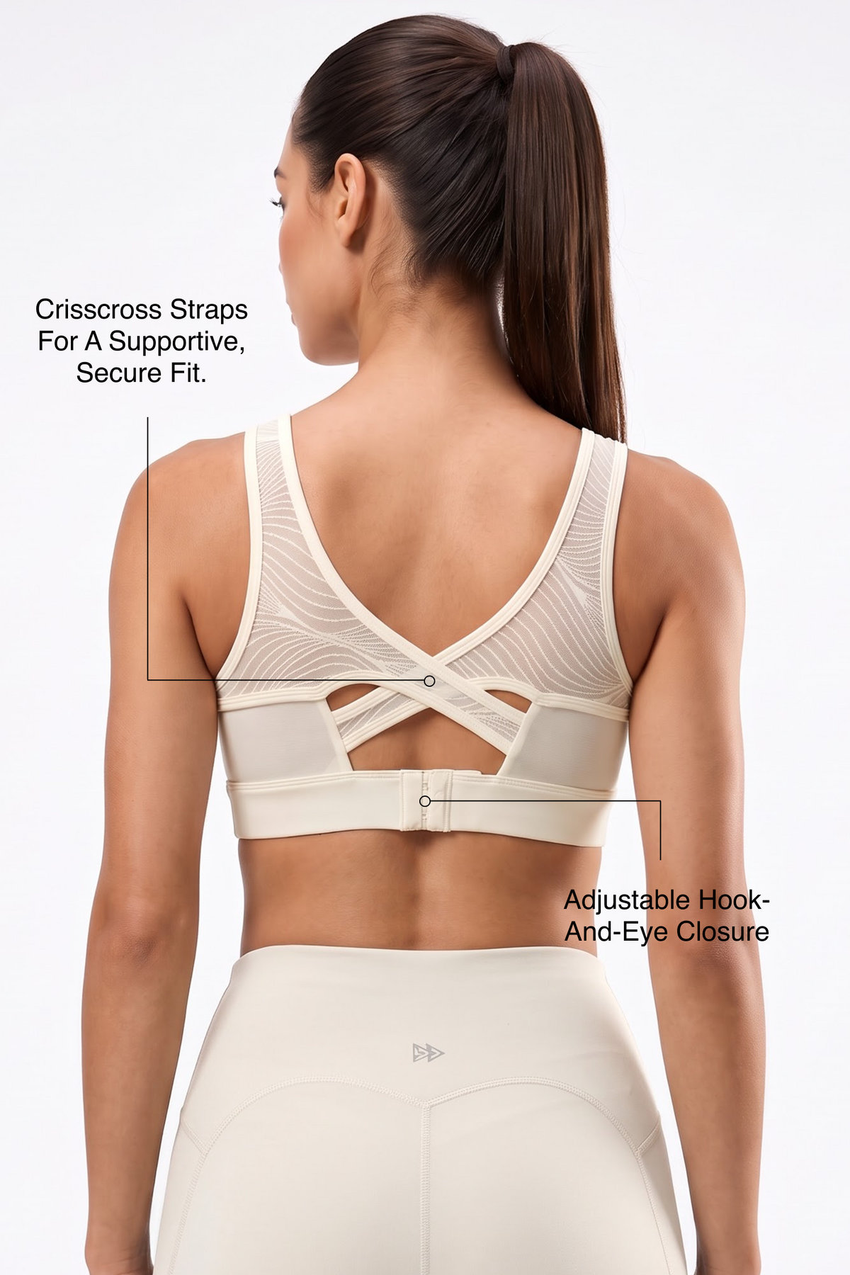 Power™ Yvette High-Support Sculpted Cup Sports Bra with Leaf-Pattern Mesh Back | High-Impact Bounce Control Without Flattening for Running, HIIT & Training
