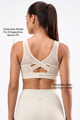 Power™ Yvette High-Support Sculpted Cup Sports Bra with Leaf-Pattern Mesh Back | High-Impact Bounce Control Without Flattening for Running, HIIT & Training