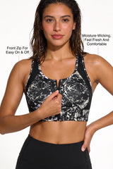 Power™ Zip-Front Mesh Racerback Sports Bra | High Support Best For Running, HIIT & Training