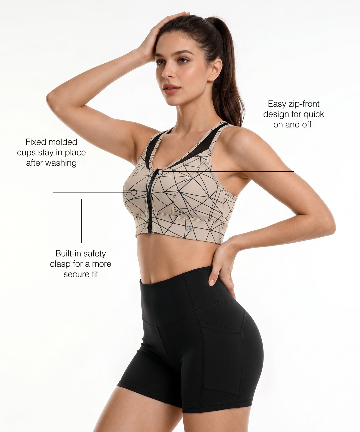 Power Zip-Front Secure High-Support Breathable Training Bra | High