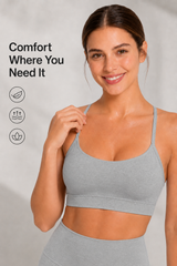 Reggiseno yoga imbottito con scollo a barchetta e spalline sottili Anywhere | Reggiseno sportivo con supporto leggero da donna