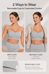 Reggiseno yoga imbottito con scollo a barchetta e spalline sottili Anywhere | Reggiseno sportivo con supporto leggero da donna