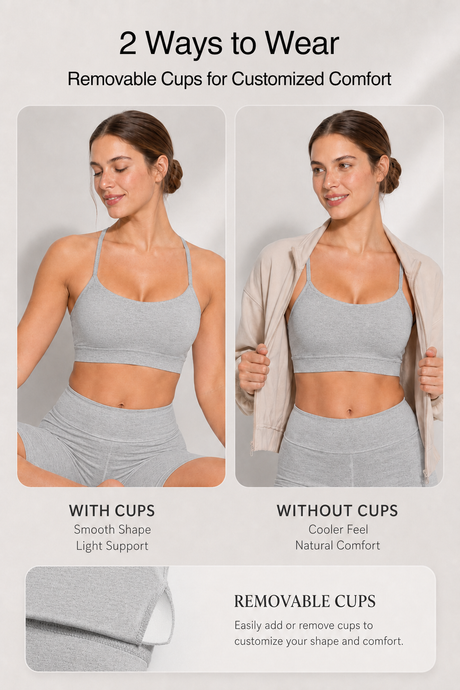 Anywhere™ Scoop Neckline Strappy Padded Yoga Bra | Women's Light Support Sports Bra