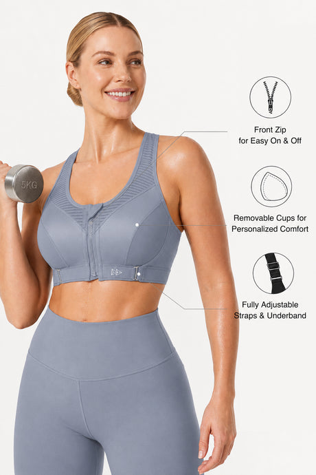 Power™ Zip Front Adjustable High Support Sports Bra | Women's High Support Sports Bra