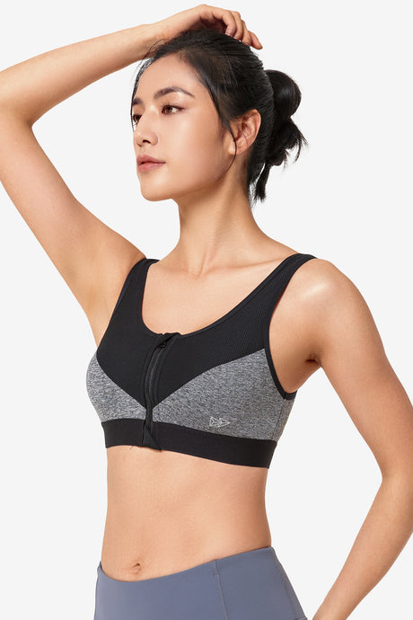 Zip-Front Unpadded High-Support Sports Bra | Women's High Support Sports Bra
