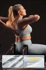 Reggiseno da corsa con motivo a strisce Power Zip Front | Reggiseno sportivo ad alto sostegno da donna