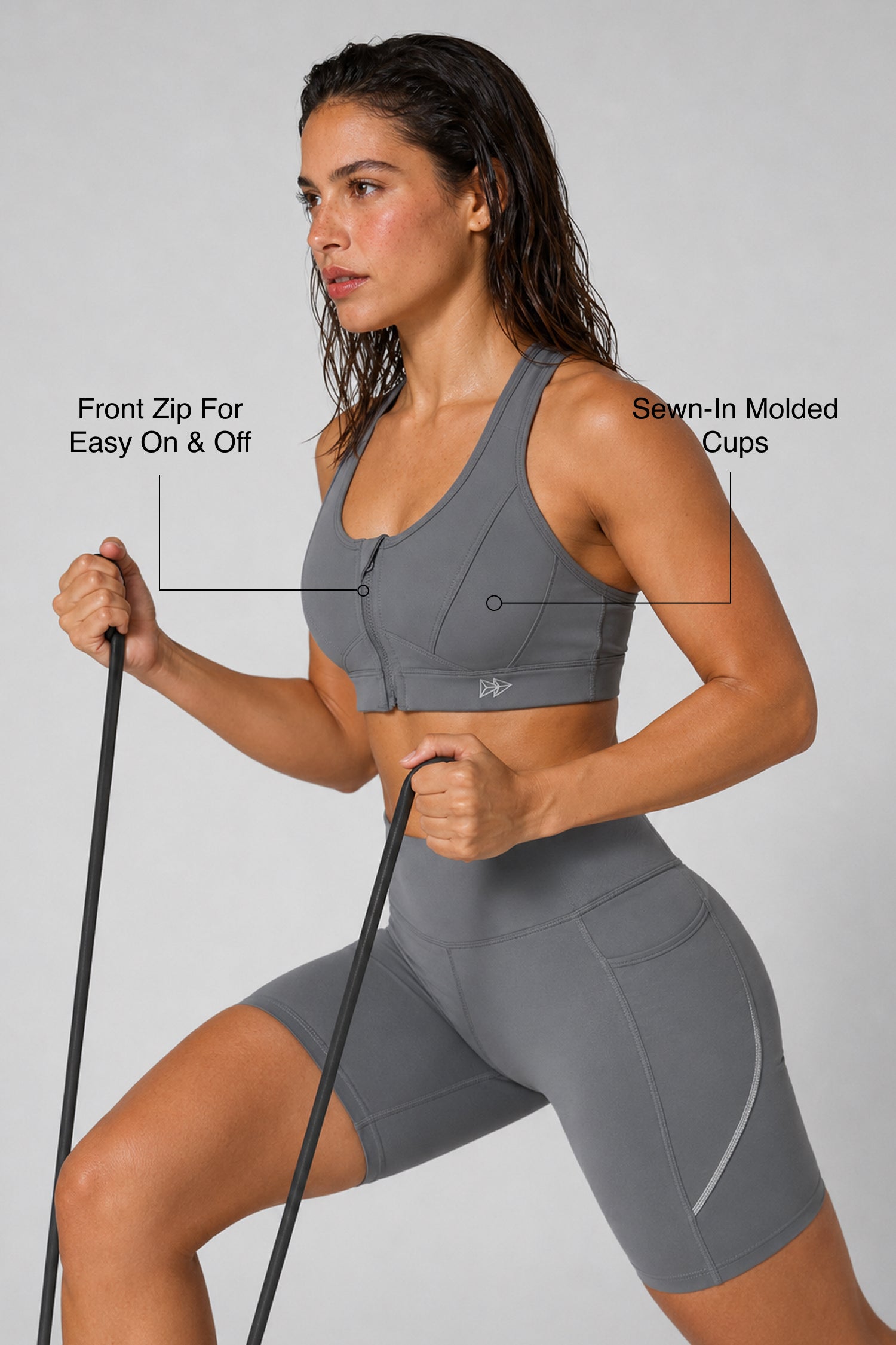 Enfold™ Breathable Racerback Front Zip High Impact Running Bra
