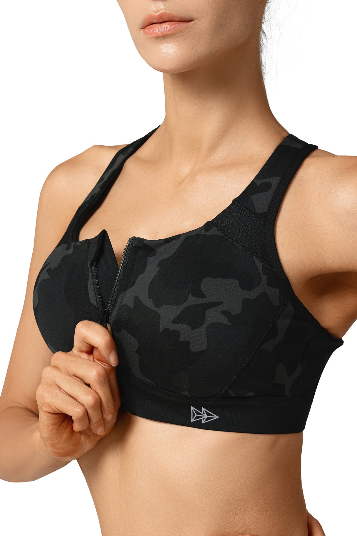 Reggiseno da corsa imbottito con cerniera frontale Enfold | Reggiseno sportivo ad alto sostegno da donna