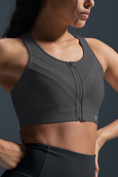 Enfold Zip Mesh Vadderad Löpar-BH | Sport-BH med Högt Stöd för Damer