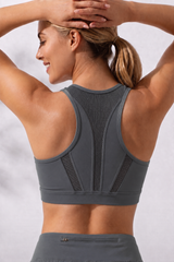 Enfold Zip Mesh gepolsterter Lauf-BH | Damen-Sport-BH mit starkem Halt