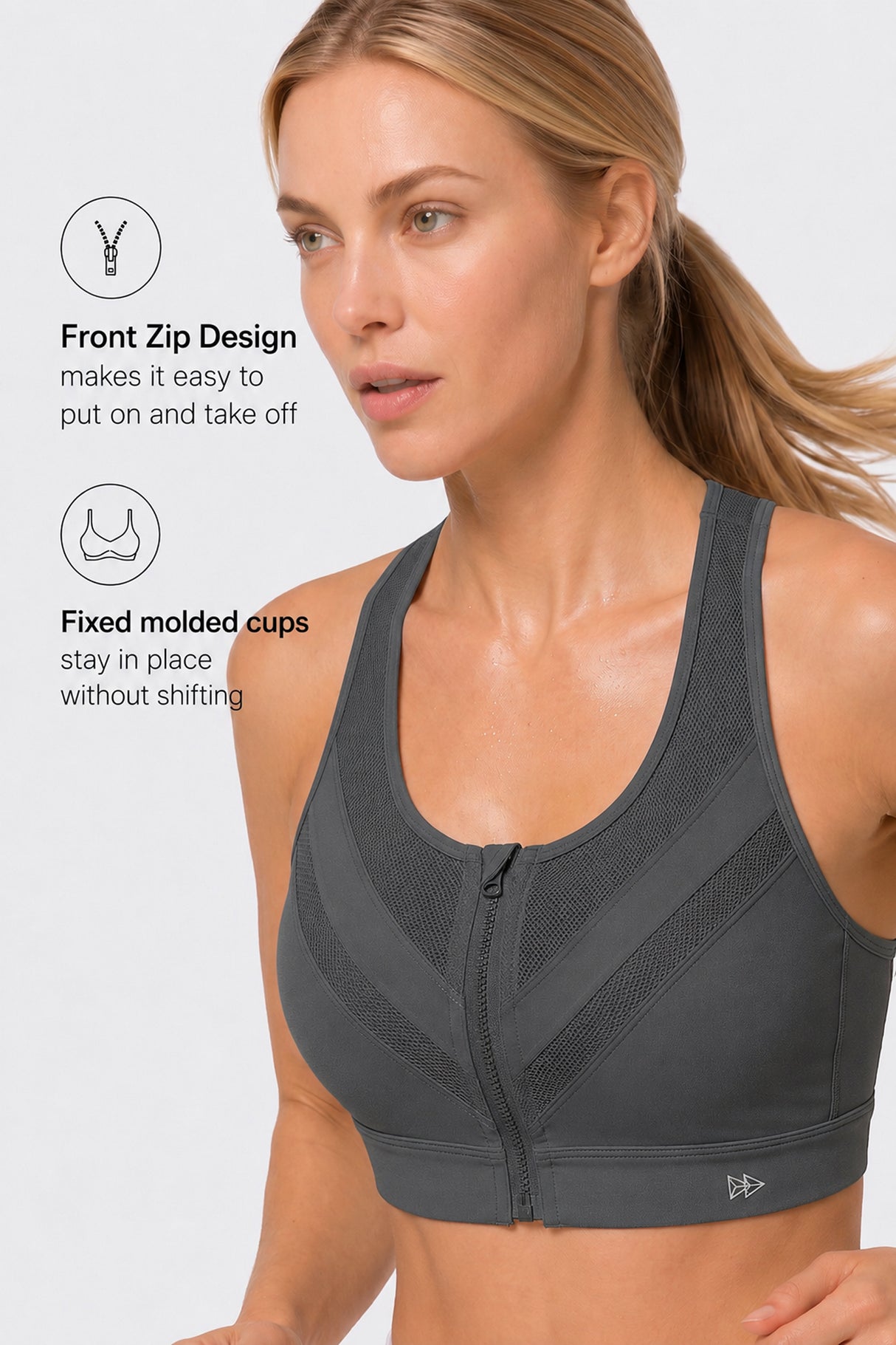 Enfold™ Zip-Front Breathable Racerback High-Support Bra for Larger Busts | Women's High Support Sports Bra