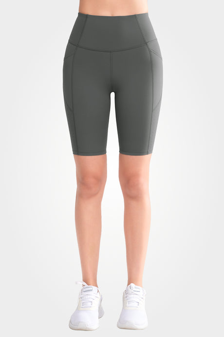 Echo biker shorts med hög midja, fickor och sidoperforering, 20 cm | Damsportshorts med högt stöd