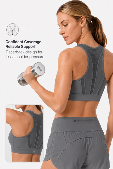 Enfold Zip Mesh gepolsterter Lauf-BH | Damen-Sport-BH mit starkem Halt