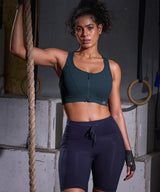 Sujetador para correr acolchado con espalda cruzada y malla frontal con cremallera Enfold | Sujetador deportivo de alta sujeción para mujer