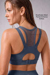 Power™ Zip Front Breathable Full-Coverage Running Bra | Women's High Support Sports Bra