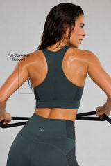Power™ Zip-Front Mesh Racerback Sports Bra | High Support Best For Running, HIIT & Training