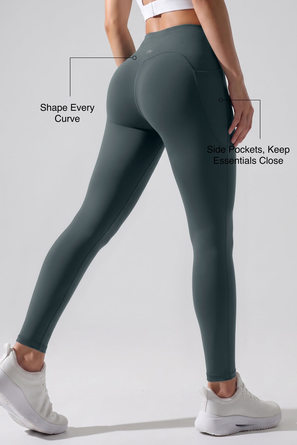 Power High Rise Supportive No Front Seam Pockets Curve Sports Leggings 27 Inch | Women's High Support Leggings