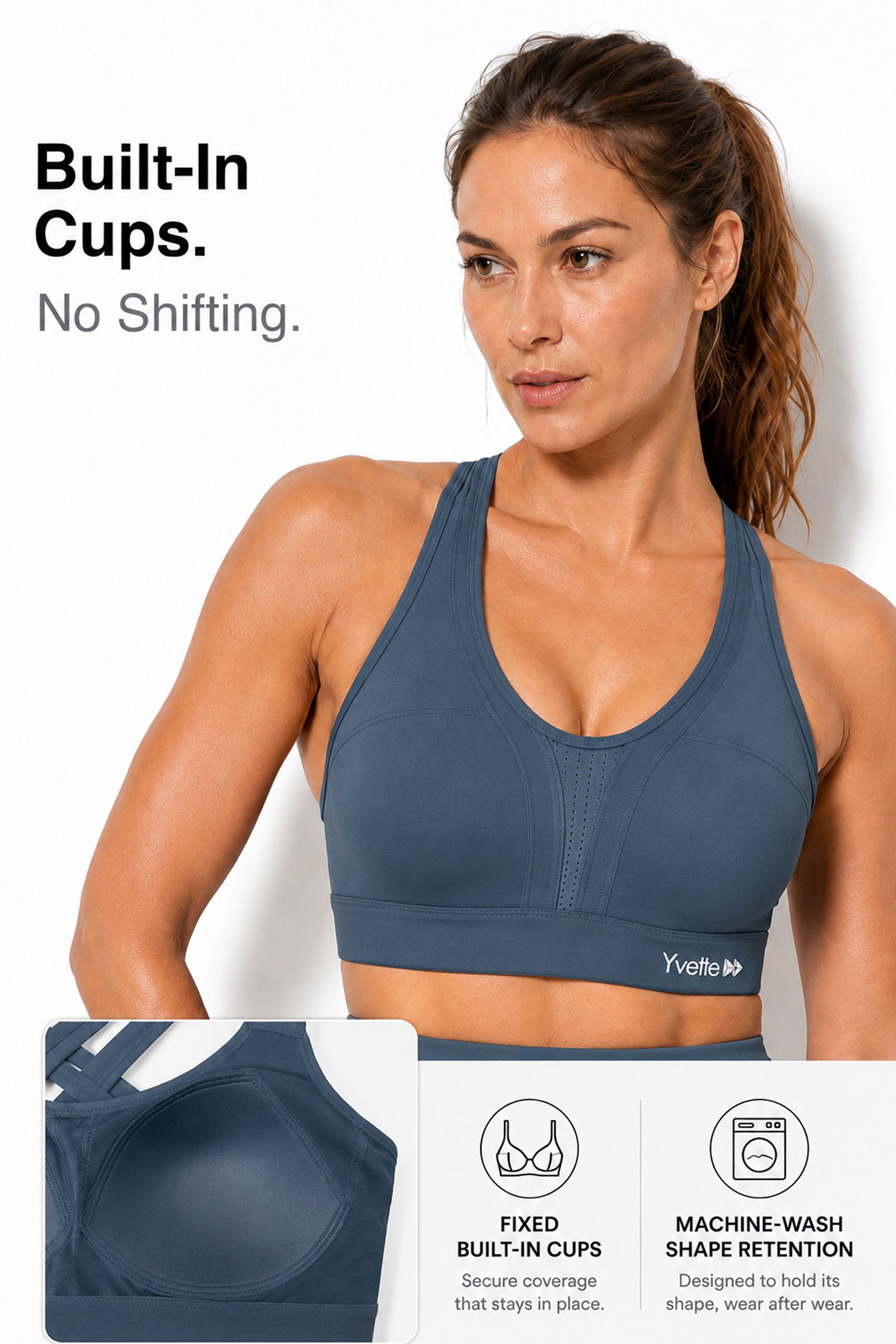 Power Cross Back gepolsterter Lauf-BH | Sport-BH mit starkem Halt für Damen
