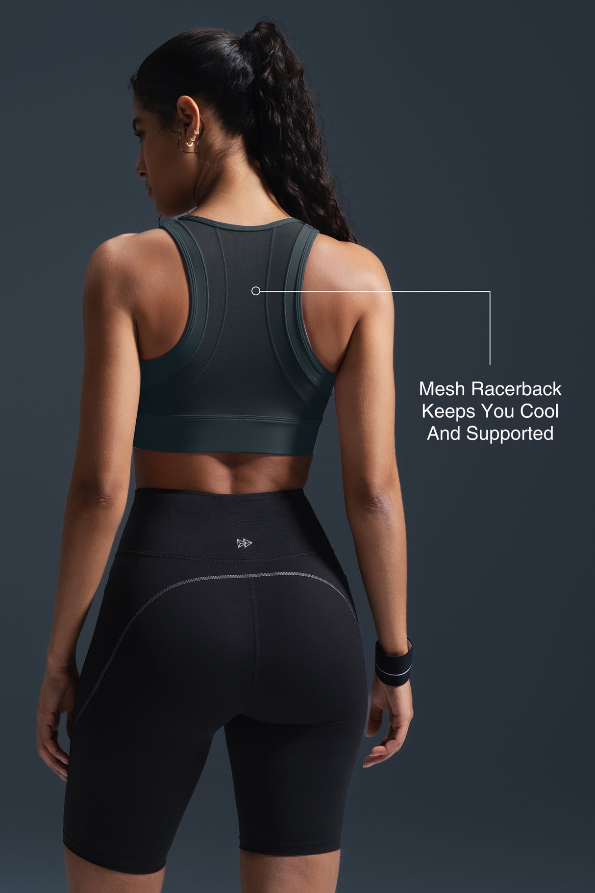 Sculpt Zip Mesh Racerback Vadderad Löpar-BH | Sport-BH med Högt Stöd för Damer