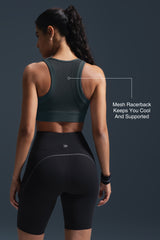 Sculpt Zip Mesh Racerback Vadderad Löpar-BH | Sport-BH med Högt Stöd för Damer