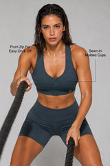 Enfold™ Zip Front Breathable Racerback High Impact Running Bra | Women's High Support Sports Bra