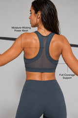Enfold™ Zip Front Breathable Racerback High Impact Running Bra | Women's High Support Sports Bra