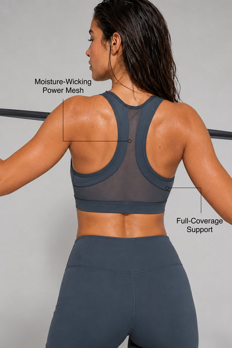 Enfold™ Zip Front Breathable Racerback High Impact Running Bra | Women's High Support Sports Bra