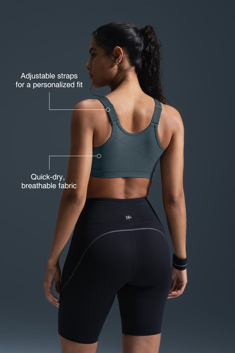 Reggiseno da corsa imbottito con spalline regolabili Power Zip | Reggiseno sportivo ad alto sostegno da donna