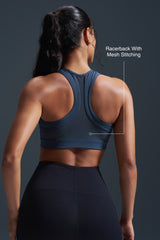 Reggiseno da corsa imbottito con schiena incrociata in rete e cerniera frontale Enfold | Reggiseno sportivo ad alto sostegno da donna