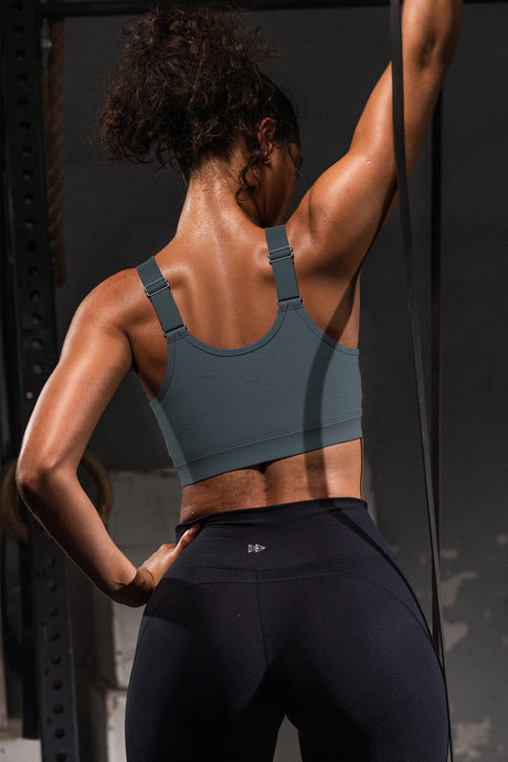 Reggiseno da corsa imbottito con spalline regolabili Power Zip | Reggiseno sportivo ad alto sostegno da donna