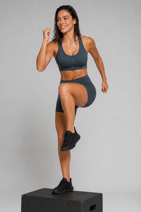Enfold™ Zip Front Breathable Racerback High Impact Running Bra | Women's High Support Sports Bra