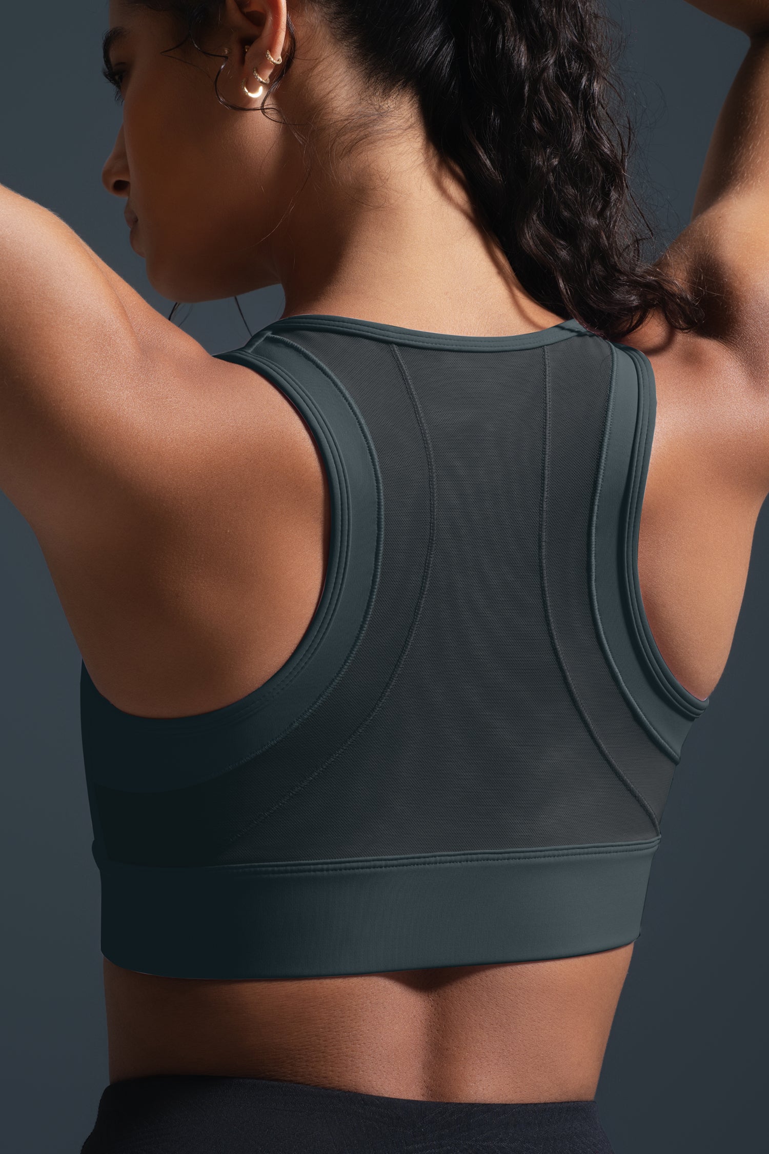 Sculpt Zip Mesh Racerback Vadderad Löpar-BH | Sport-BH med Högt Stöd för Damer