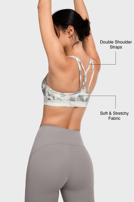 Gepolsterter Yoga-BH mit Shift-U-Ausschnitt und doppelten Trägern | Leicht stützender Sport-BH für Damen