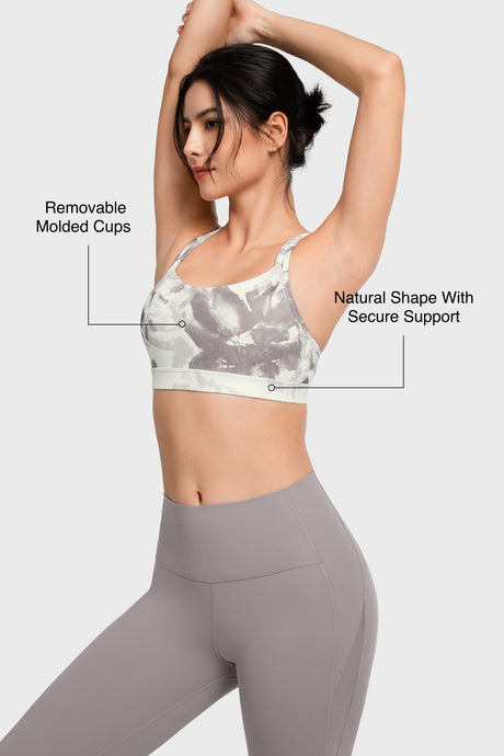 Gepolsterter Yoga-BH mit Shift-U-Ausschnitt und doppelten Trägern | Leicht stützender Sport-BH für Damen
