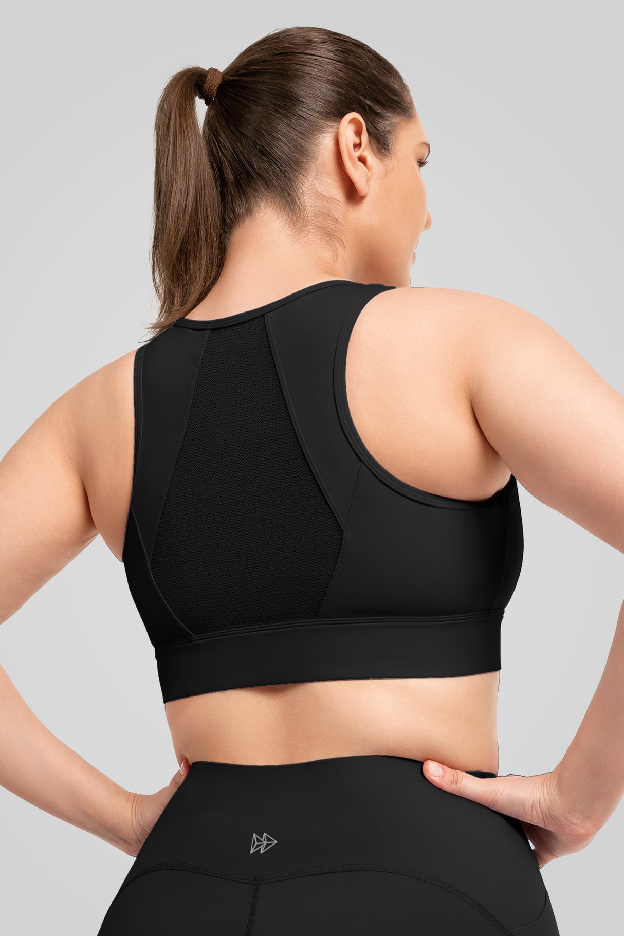 Reggiseno da corsa imbottito con cerniera frontale in rete Jacquard Echo | Reggiseno sportivo ad alto sostegno da donna
