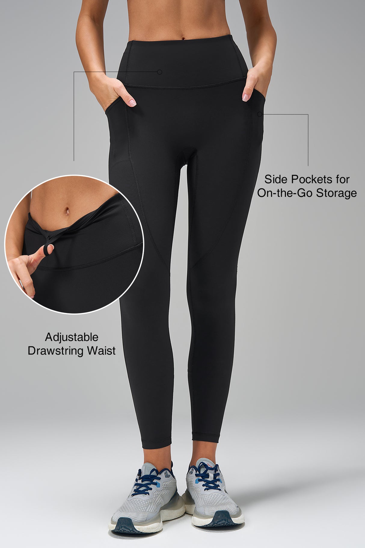 Echo Leggings ohne Vordernaht und mit Tasche, 63,5 cm | Leggings mit starkem Halt für Damen
