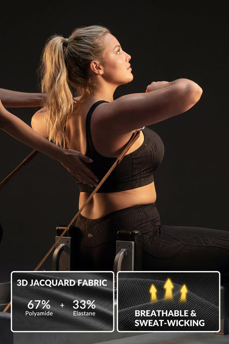 Sujetador deportivo de running con estampado de rayas y cremallera frontal Power Zip | Sujetador deportivo de alta sujeción para mujer