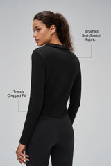 Anywhere™ Brushed Half-Zip Long Sleeve Crop Top | Women's Long Sleeve T-shirt