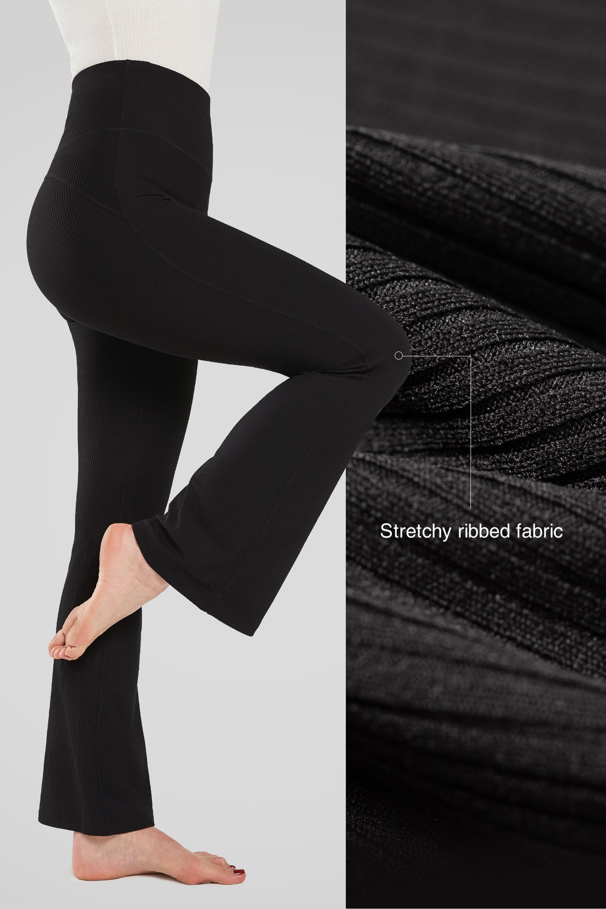 Echo Ribbade Stretchiga Magkontrollleggings 69'' | Damleggings med Lätta Stöd