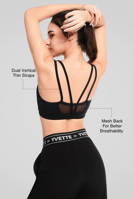 Shift™ Mesh Yoga Bra with Removable Pads & Dual Back Straps| Women's Light Support Sports Bra