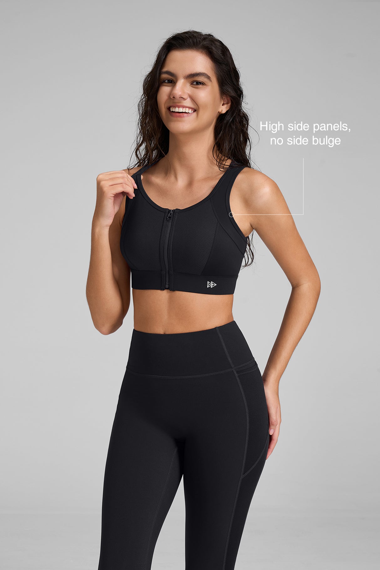Power™ Cutout Racerback Zip Front Running Bra | Women's High Support Sports Bra