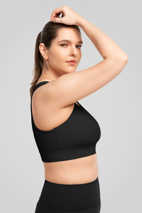Sujetador deportivo Echo de malla jacquard con cremallera frontal y relleno | Sujetador deportivo de alta sujeción para mujer