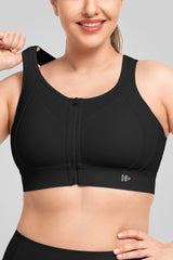 Reggiseno da corsa imbottito con cerniera frontale in rete Jacquard Echo | Reggiseno sportivo ad alto sostegno da donna