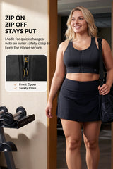 Power™ Zip Front Stripe Pattern Running Bra | Women's High Support Sports Bra