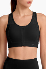 Power™ Breathable Zip Front Fixed Cups High Impact Bra | Women's High Support Sports Bra