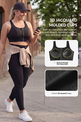 Power™ Zip Front Stripe Pattern Running Bra | Women's High Support Sports Bra
