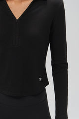 Anywhere™ Brushed Half-Zip Long Sleeve Crop Top | Women's Long Sleeve T-shirt