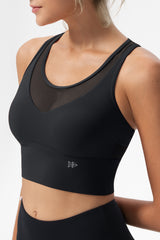 Echo™ Deep V-Neck Mesh Longline Padded Yoga Bra | Women's Light Support Sports Bra